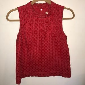 J. Crew Red Eyelet Sleeveless Top - size 4